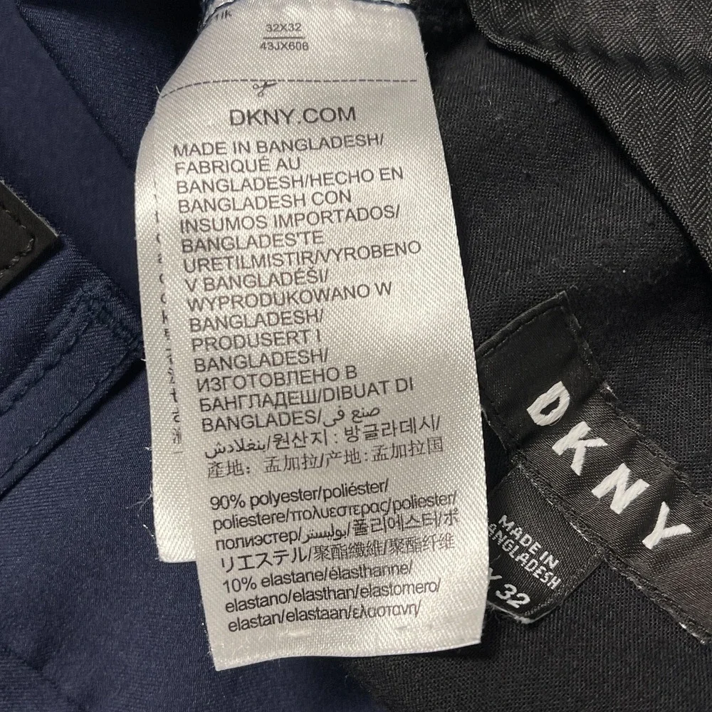 DKNY Mens 32x32 Navy Stretch Pants Slim Fit Performance Casual Dress Blue